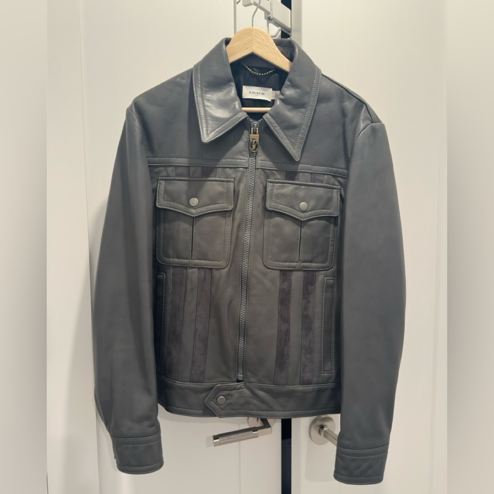 Coach 1941 Unique %100 lamb leather gray jacket. Originally $1,100! Like new